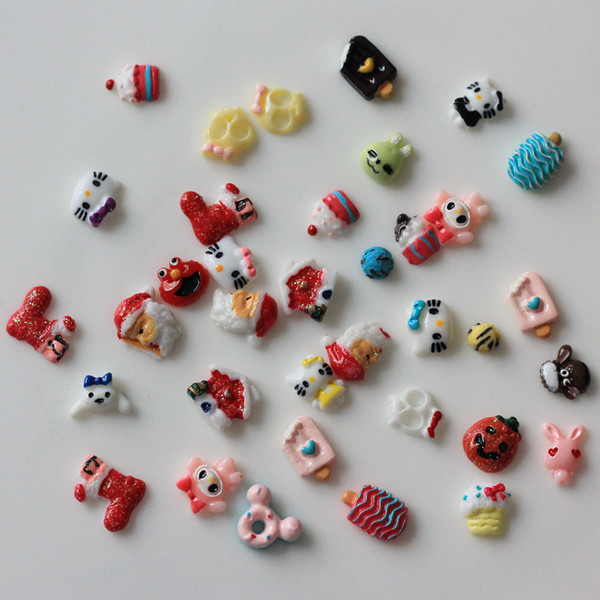 100 Pieces Mix Design Cute Cabochon Resin Flat Back Nail Art Charms 3D DIY Phone Nails Decoration Supplies