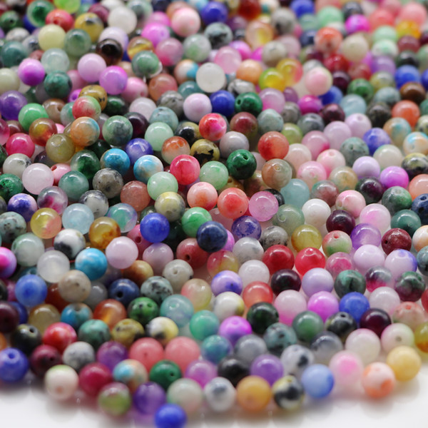 High Quality Assorted Color 50 Pieces Of Peck Semi Natural Gemstone 6 mm Bracelet Necklace Spacer Beads