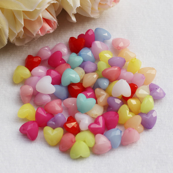 Wholesale 100 Pieces 12 mm Acrylic Jelly Color Heart Shaped Spacer Beads for Jewelry Earring Findings Pendants