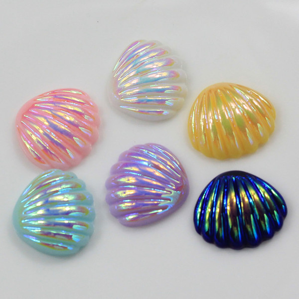 Wholesale 20 Pieces Mixed Resin Bling Scallop Decoration Crafts Flat Back Cabochon Kawaii DIY Embellishments For Scrapbooking Accessories