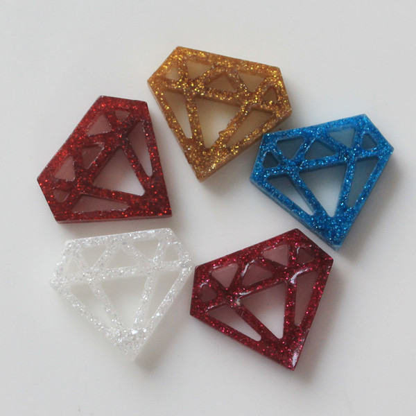 Hot Sale For Diy Decoration 20 Pieces 24*22mm 5 Colors Kawaii Flat Back Resin Cabochons Diamond