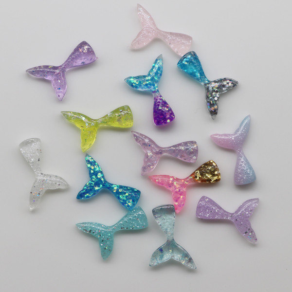 Retail Hottest Jewelry Accessories Assorted Various Colors 10 Pieces 26MM Resin Mermaid Tail Scale Necklace Pendant Charms