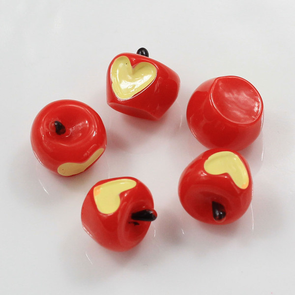 Flat Back Resin Cabochon Red Apple W/ Heart Kawaii DIY Flat Back Embellishment Accessories Scrapbooking Craft