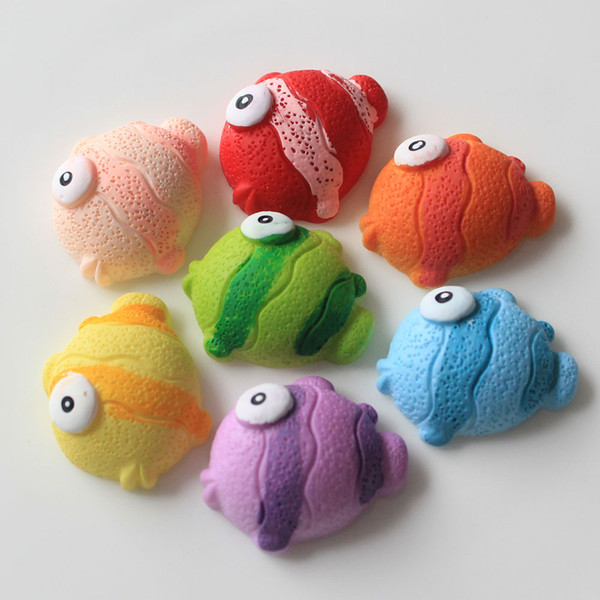 30 mm Length Colorful Figure of fish Resin Flat back Cabochon Art Supply Decoration Charm Craft