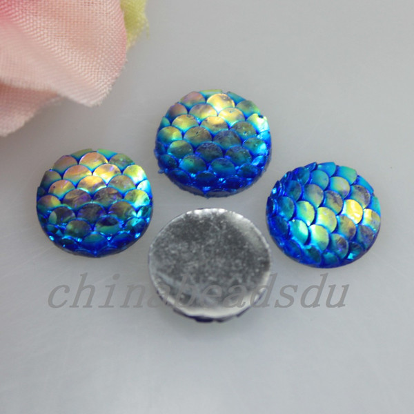 Bulk Wholesale Assorted 100Pcs 11MM Resin Round Flatback Cabochon Shinny Rainbow Squama Charms for DIY Bracelet Necklace Jewelry