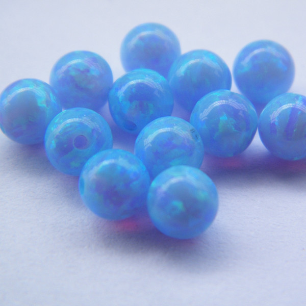 2016 Hot Sale 6mm OP06 Blue Round Synthetic Opal Beads with Full Hole 50pcs per lot in Cheap Price