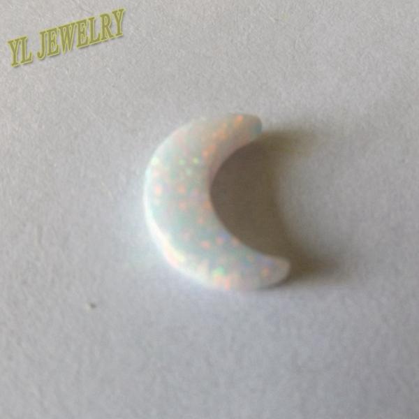 Synthetic Opal Half Moon Cut 8x11 mm White Color Fire OP17 With Hole for Necklace for Women