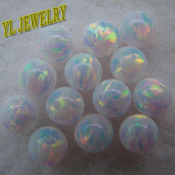 50pcs a lot 7mm loose opal beads synthetic Blue Round Japan Opal Ball with Hole For Opal Jewelry