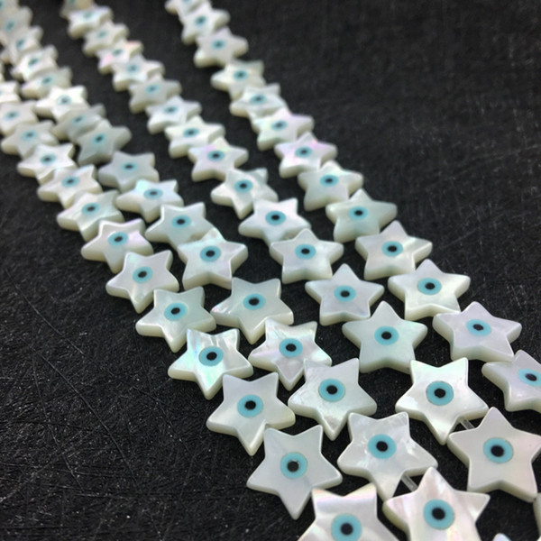 10MM Star Sea Shell Beads Evil eye Mother of Pearl with long hole for DIY Jewelry Making 30pcs a lot