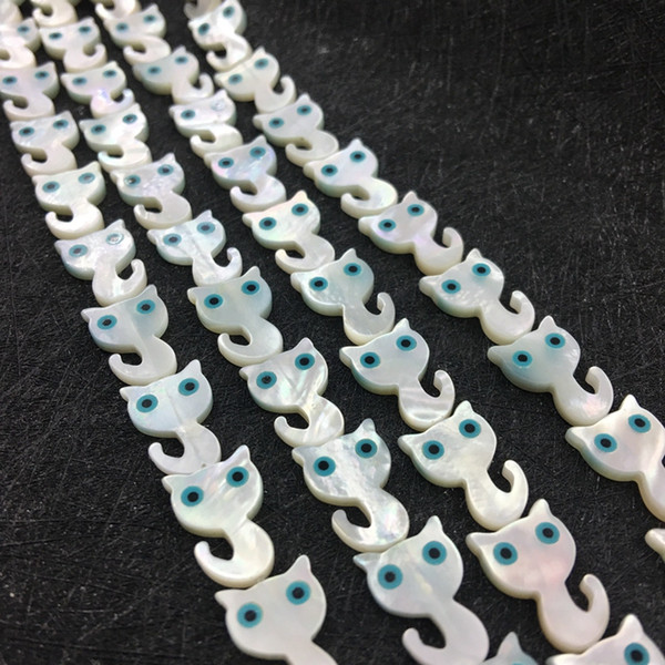 Little Cat Cut Shell Beads Evil Eye 10x14 mm White Color DIY Jewelry Making 50 pcs a lot