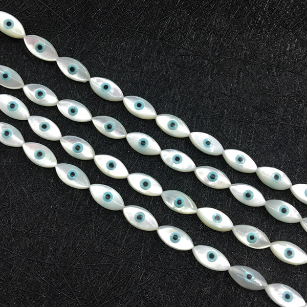 Sea Shell Beads Evil Eye Marquise Cut 5x10mm White Color DIY Jewelry Making 50 pcs a lot