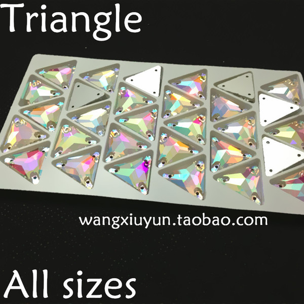 12mm,16mm,22mm Sew on Triangle Rhinestone crystal AB color sewing Crystal for Dress Making