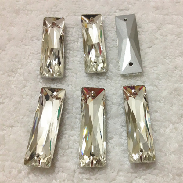 Pointback Baguette Sew On Stone Crystal Clear Color 2holes 5x15mm,7x21mm,8x24mm,10x30mm Long Rectangle Sewing Glass Crystals