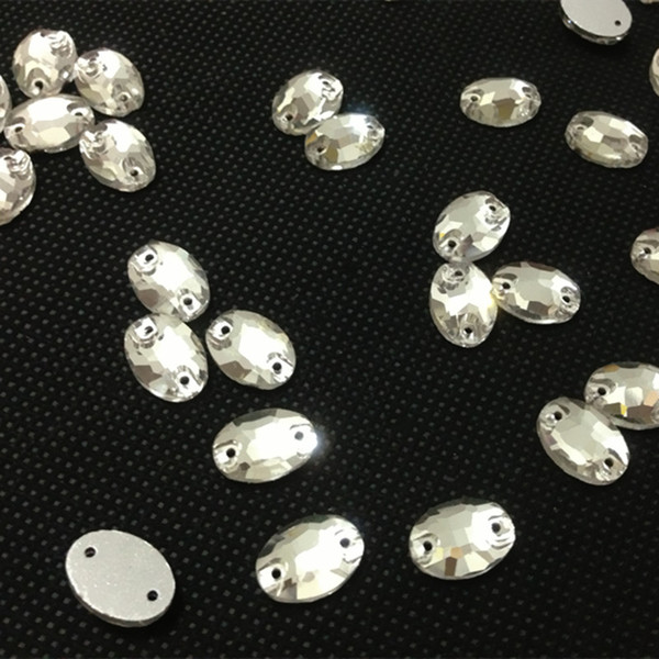 7x10,10x14,11x16,13x18,17x24mm,18x25mm Flatback Oval 2holes Sew On Stones Crystal Clear Color Sewing Crystal Beads Dress Making