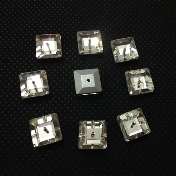 6mm 8mm 10mm 12mm 14mm Pointback Square Lochrose Sew On Stone Crystal Clear Color Middle One Hole Sewing Glass Crystals Dress Making