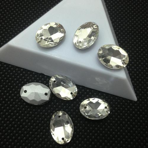 8x10 10x14mm 13x18mm 18x25 20x30mm Oval Pointback Sew on rhinestone oval Glass crystals 2holes Silver Base