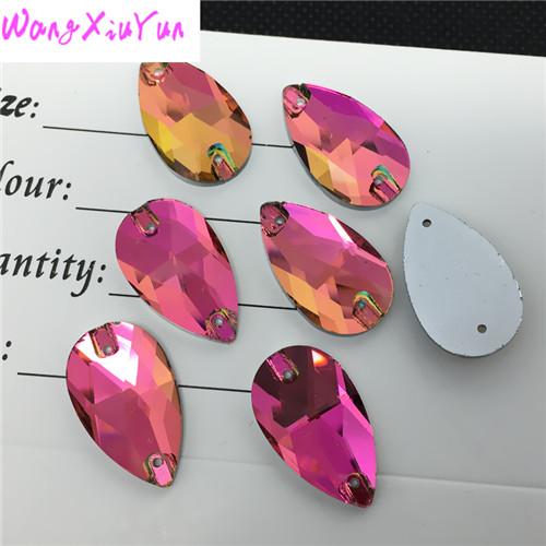 Droplet Sew On 2HOLES Rhinestones Glass Crystal Sewing Stones Rainbow For Wedding Dress Decoration, 7x12mm 10.5x18mm 13x22mm 17x28mm 22x38mm