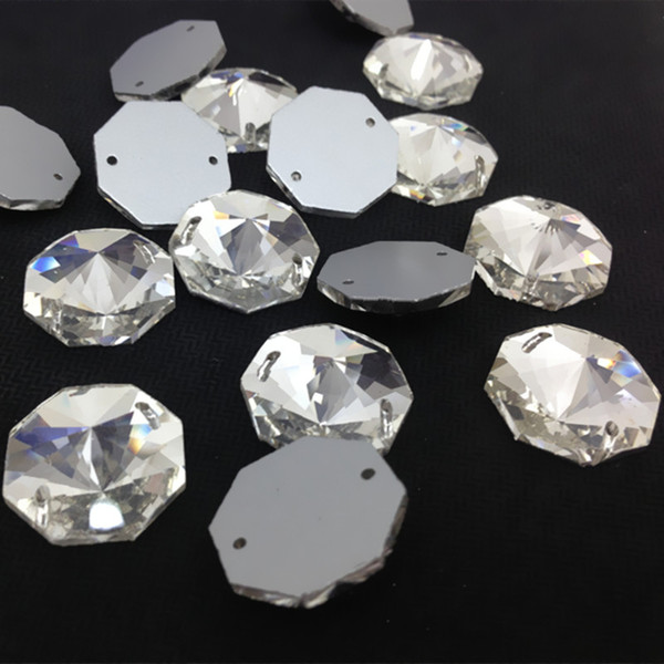 Round Octagon Sew On Stone Crystal Clear Color Flatback 2holes 8mm,10mm,12mm,14mm,16mm,18mm Sewing Glass Crystal Beads Dress