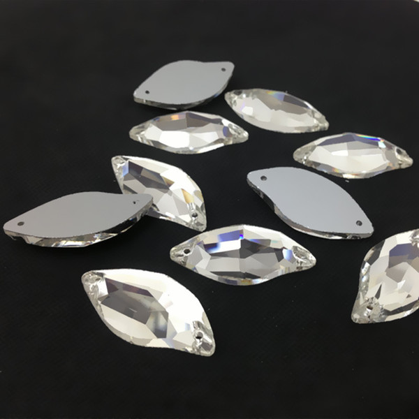 Leaf Sew On Stones Crystal Clear Color Flatback 2holes 9x20,14x30mm Beauty Fish Sewing Glass Crystal Beads Dress Jewelry Making