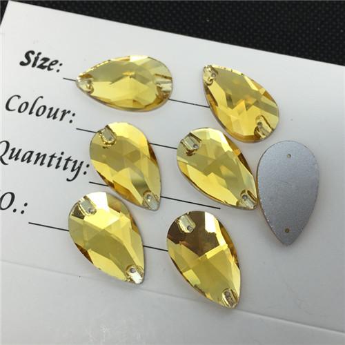 Teardrop Sew on Stones Topaz Flatback Sew-on Crystal Beads with 2 holes Perfect For We, 7x12mm 10.5x18mm 13x22mm 17x28mm 22x38mm