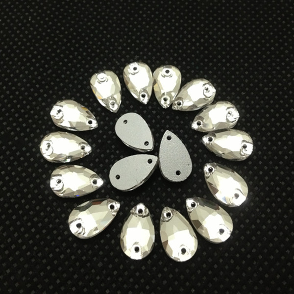 Flatback Teardrop Sew On Stones Crystal Clear 2holes 7x12mm,10x14mm,10.5x18mm,13x22mm,16x25mm,17x28mm,22x38mm Drop Sewing Glass Crystal