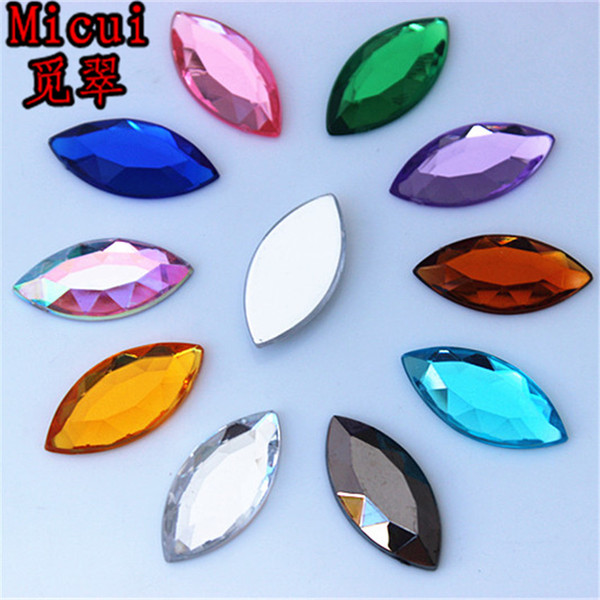 Micui 100PCS 12*25mm Mix Color Horse eye Crystal Flatback Acrylic Rhinestones For Clothing Glue On Strass Crystals Stones Non Hotfix ZZ718