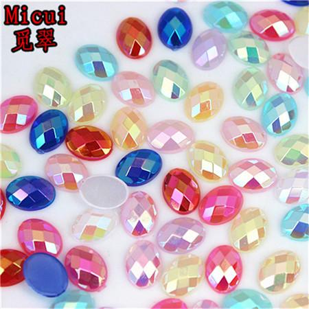 Micui 300PCS 6*8mm Oval Shape Crystal Flatback Acrylic Rhinestone Glue On Strass Crystals Stones Non Hotfix Gems ZZ787