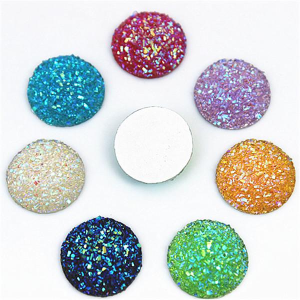 Micui 100pcs 16mm Crystal AB Flatback Round Rhinestone Cabochon Gems,Flat Back Resin Rhinestone For DIY Decoration ZZ188