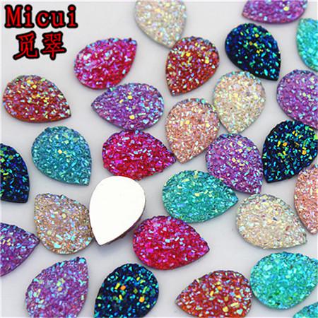 200Pcs 10*14mm AB Color Drop Resin Rhinestones pear shape Flatback Beads Resin Crystal Stones Jewelry crafts Scrapbook ZZ25