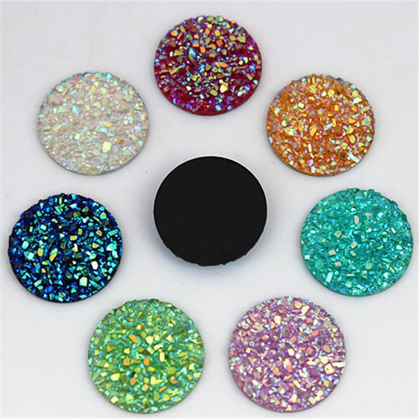 Micui 100pcs 18mm Crystal AB Flatback Round Rhinestone Cabochon Gems,Flat Back Resin Rhinestone For DIY Decoration ZZ647