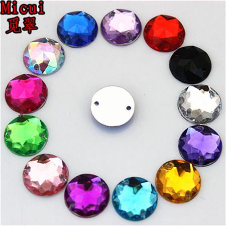 Micui 300pcs 10mm Round Chamfer Surface Flatback crystals Stones Sewing Acrylic Rhinestones For Wedding Arts Crafts Decorate ZZ780