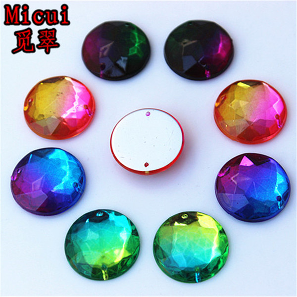 50Pcs 18mm Double color Round Acrylic Rhinestones Sewing Crystal Stones Flatback Acrylic Strass For Clothes Sew On ZZ95