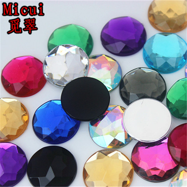 Micui 50pcs 20mm Round Crystals Acrylic Rhinestones Flatback Glue On Gems Strass Crystal Stone Clothes Dress Craft ZZ751