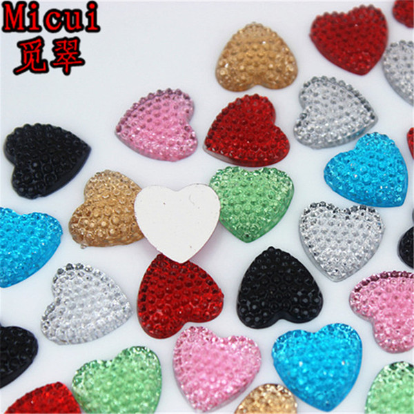 Micui 200pcs 13mm Heart Acrylic Rhinestone Crystals Flatback Non Sewing For Clothes Dress Decorations Jewelry Accessories ZZ743