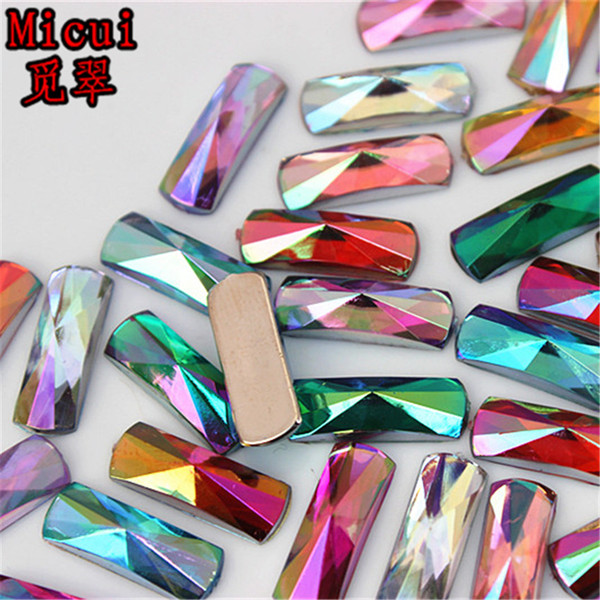 Micui 200PCS 6*16mm Acrylic Rhinestone Rectangle Acrylic Flatback Gems Strass Crystal Stones For Dress Crafts Decorations ZZ755