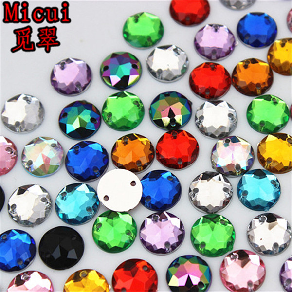 Micui 500pcs 8mm Round Chamfer Surface Flatback crystals Stones Sewing Acrylic Rhinestones For Wedding Arts Crafts Decorate ZZ785