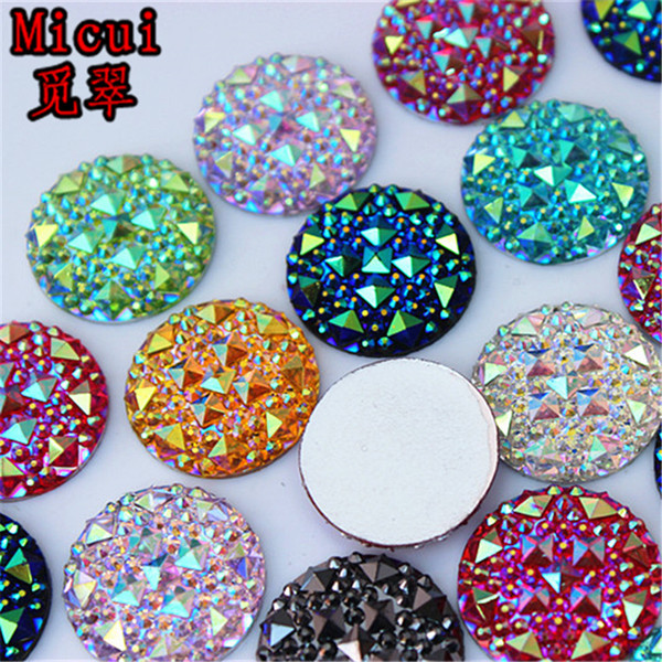 Micui 100PCS 20MM AB Crystal Resin Round flatback Resin Rhinestones Stone Beads Scrapbooking crafts Jewelry Accessories ZZ754