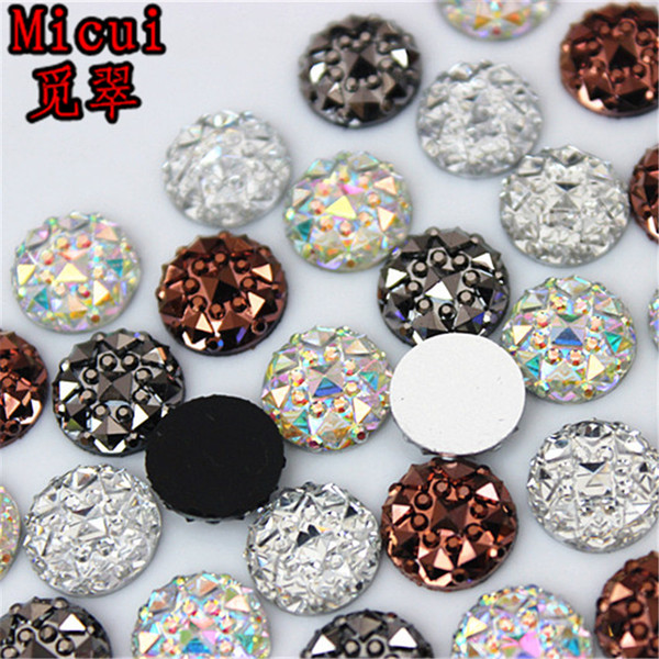 Micui 200PCS 10mm Round Shine Crystal Resin Rhinestone Flatback Cabochon Stone for DIY Jewelry Wedding Decoration Crafts ZZ392