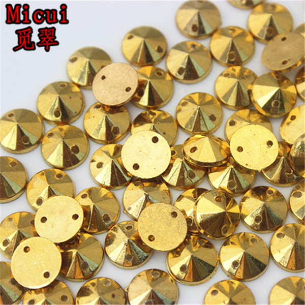 Micui 200PCS 8mm Round Rhinestones Sew On Acrylic Crystals Stone Sewing Flatback Appliques for Crafts Clothes ZZ733A