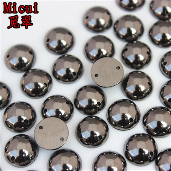 Micui 200PCS 10mm Round Rhinestones Sew On Acrylic Crystals Stone Sewing Flatback Appliques for Crafts Clothes ZZ734K