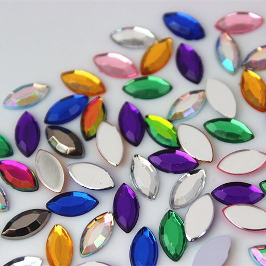 300pcs 5*10mm Horse Eye Mix color Acrylic Rhinestones Crystal Flatback Strass Stone For Clothes Dress Craft ZZ722