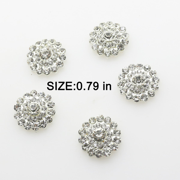 20pcs/lot 0.79 in Snap Button Jewerly Metal Pearl Button Diamond Flatback for Wedding Decorative Hair Ribbon Craft Accessories