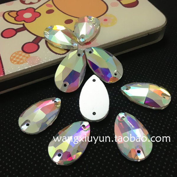 7x12mm 10.5x18mm 13x22mm 17x28mm 22x38mm Sew on Pear Rhinestone Crystal AB color Droplet sewing crystal