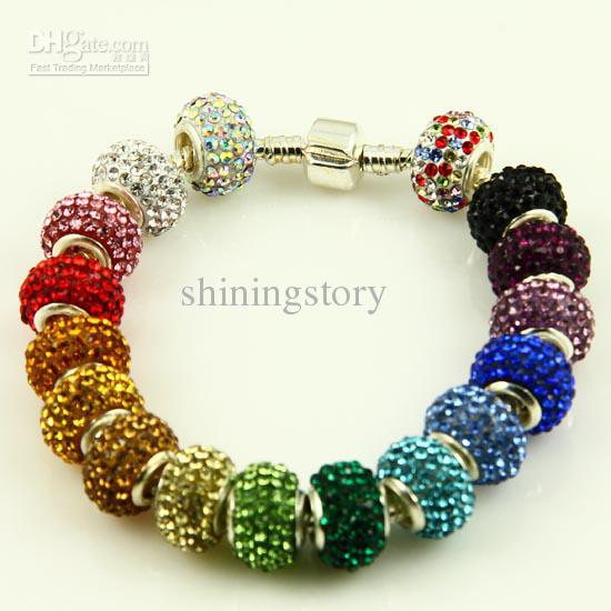 Shiny charming Chamilia biagi rhinestone european large big hole  fit for charm bracelets Paz004 cheap china fashion jewelry