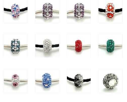 Mix Color 925 Sterling Silver Rhinestone European Beads For Jewelry Charm Bracelet Necklace 10pcs/lot DL01 Free Shipping