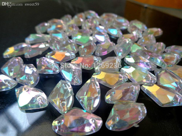 150pcs 12*19mm Galactic shape Sew on Acrylic Crystal ABcolour Rhinestones For Hand Sewing Stones Strass Diamond m95