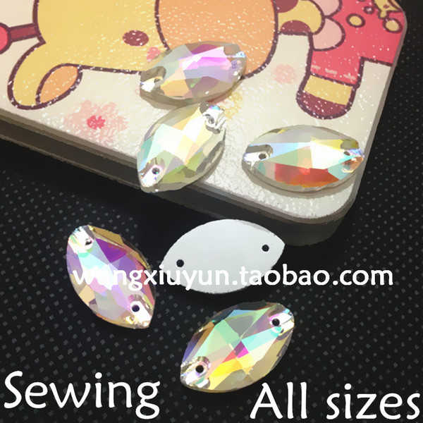 5x10mm 6x12mm 7x15mm 9x18mm 13x22mm 15x31mm Navette Flatback Sew on Rhinestone Crystal AB Horse Eye Sewing Crystal