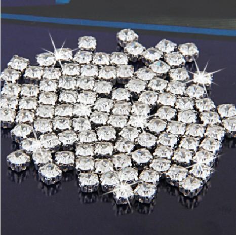 SS12(3mm) 4mm 5mm 6mm 8mm Silver Loose Beads Crystal Claw Sew On Rhinestone Beads with Holes Metal Findings Flatback Garment Accessories