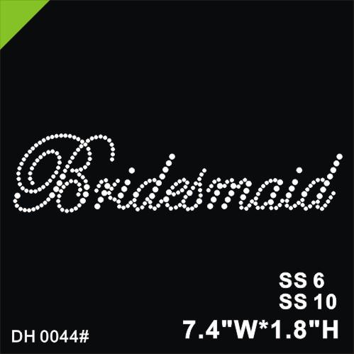 Free shipping Rhinestone Crystal Iron On T Shirt Design Transfer - Wedding Bridesmaid DIY DH0044#