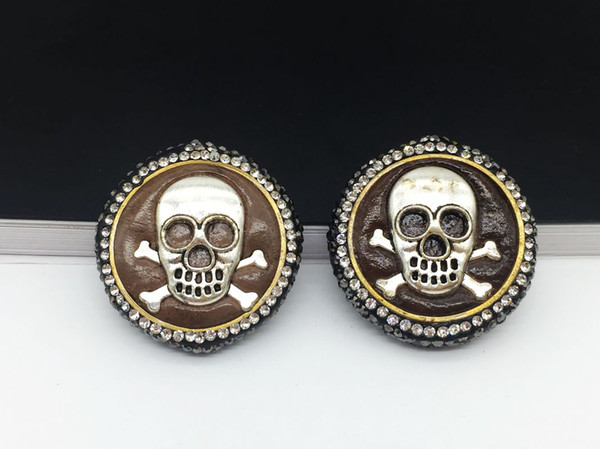 Wholesale 5 Pieces Silver-Plated Skull Beads, Imported Cortex, Inlaid Crystal Rhinestones And Zircon's Connector Beads For Jewelry Making